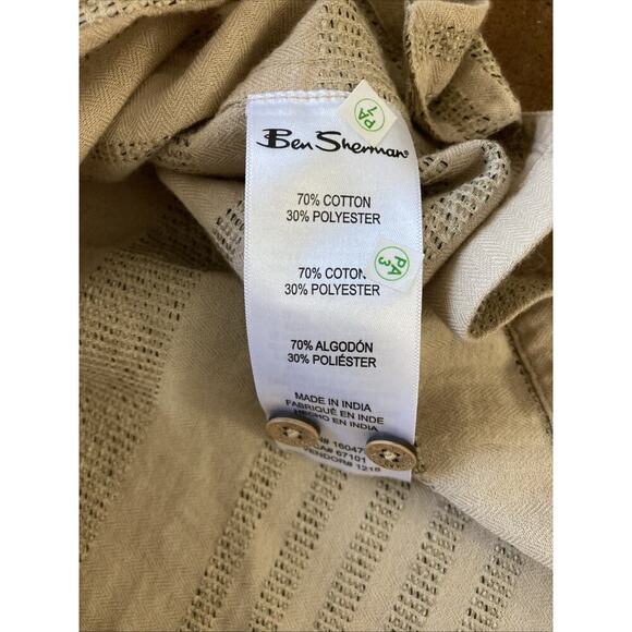 Ben Sherman Short Sleeve Shirt Mens L New Safari Tan Textured Stripe Coastal $99 - Picture 7 of 7